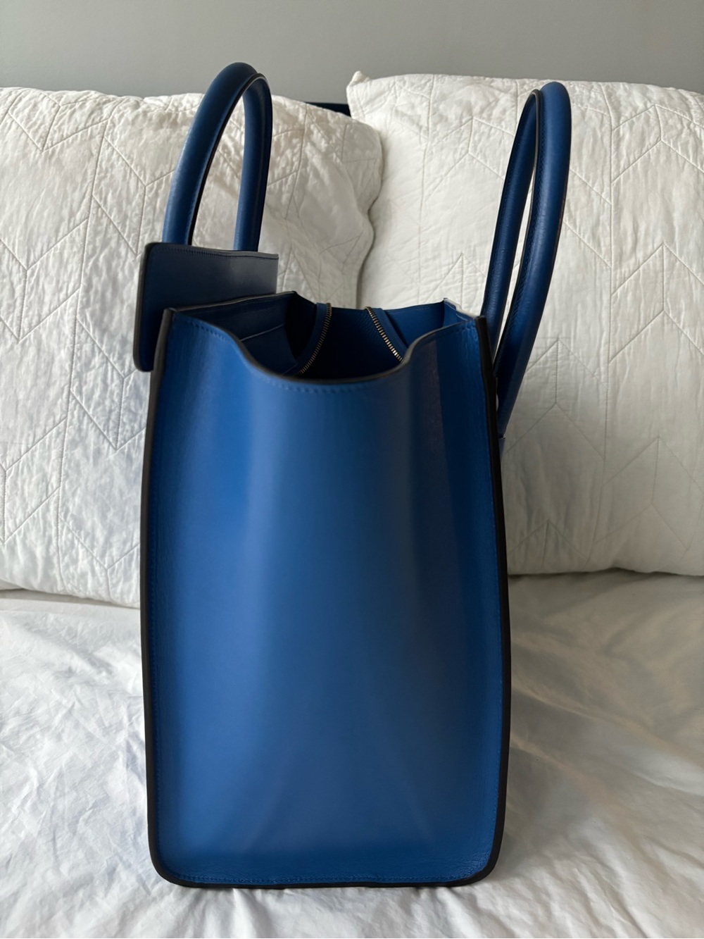 Celine Leather Luggage Mini in Cobalt Blue - Picture 4 of 13